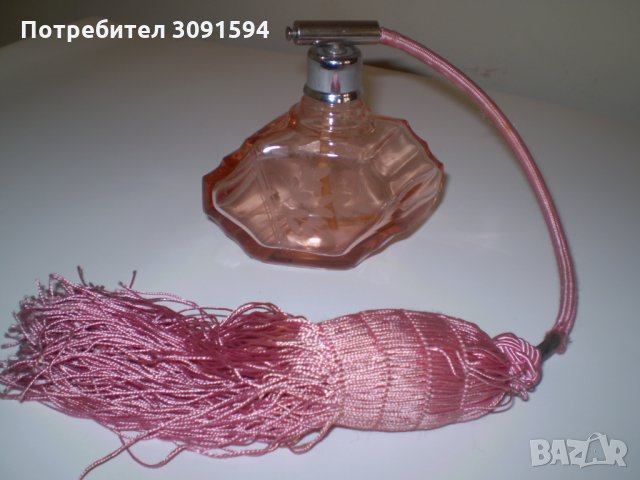 1930-те АРТ-ДЕКО АНТИЧНО КРИСТАЛНО СТЪКЛО БУТИЛКА ЗА ПАРФЮМ цвят розово, снимка 3 - Други ценни предмети - 35726377