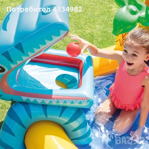 Детски надуваем басейн с пързалка Intex 57444NP Dinosaur Play Center 4в1 Надуваем център, снимка 7 - Басейни и аксесоари - 51138473