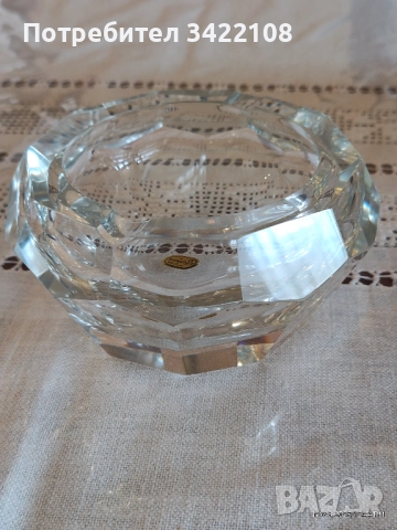 Винтидж тежък кристален пепелник на Бохемия, Чехословакия, снимка 2 - Антикварни и старинни предмети - 52318535