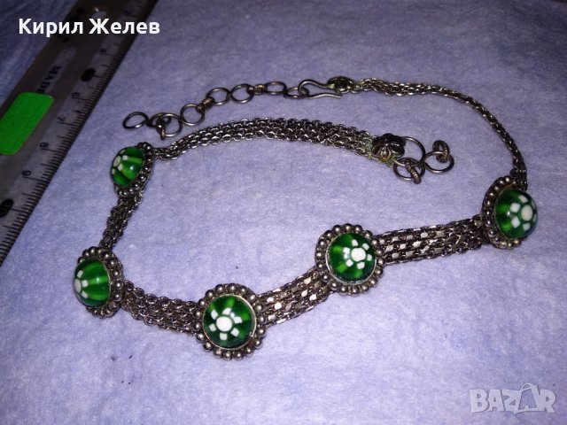 СТАРО РЕТРО ГОТИК АРТ КОЛИЕ ЧОКЪР посребрена благородна стомана с ВЕНЕЦИАНСКО СТЪКЛО МУРАНО 56641, снимка 7 - Антикварни и старинни предмети - 41751663