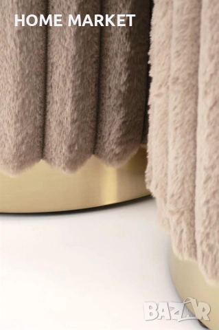 Комплект 2 бр.табуретки FIDO с капак капучино/златно   Материал - дамаска/хромирана стомана   Цвят -, снимка 5 - Дивани и мека мебел - 53240594