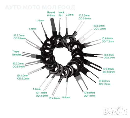 Инструменти за демонтаж на автомобилни пинове/кабели - 38 части., снимка 4 - Аксесоари и консумативи - 50319533