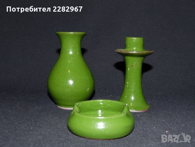 НОВ!!! Комплект ваза, свещник и пепелник, снимка 3 - Вази - 36059804