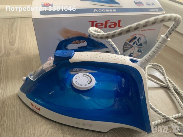 Ютия Tefal Access FV1511E3, 2000W, 90 гр/мин, 250 мл, Бяла/Синя, снимка 3 - Ютии - 44146804