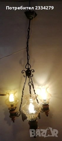 Полилей стил рустик ретро, произведен през 60-70те години. , снимка 2 - Полилеи - 53468202