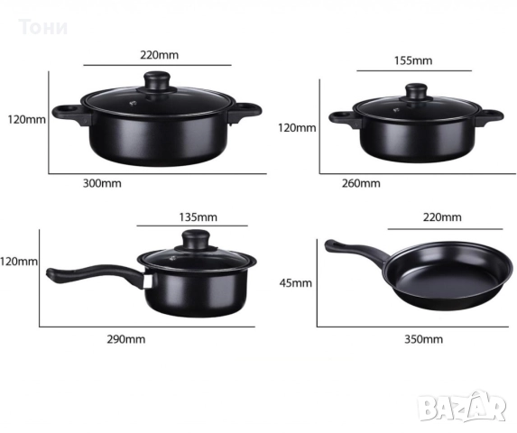 Комплект съдове за готвене от 13 части,незалепващо покритие, снимка 3 - Съдове за готвене - 52969894