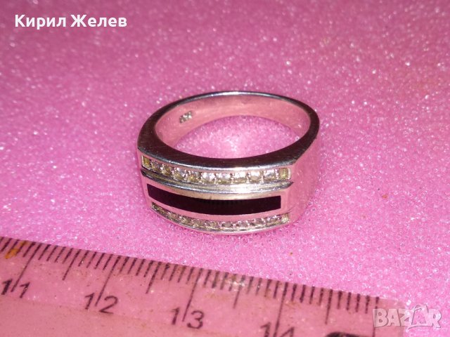 ПРЕКРАСЕН СКЪПОЦЕНЕН СРЕБЪРЕН ПРЪСТЕН РОДИРАНО СРЕБРО 925 с ЧЕРЕН ОНИКС и ИСКРЯЩИ ЦИРКОНИ 43361, снимка 11 - Пръстени - 44392509