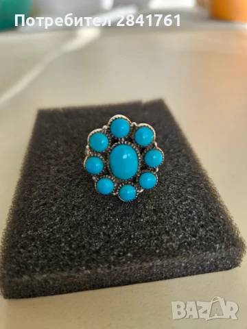 Сребърен пръстен с тюркоаз, снимка 7 - Пръстени - 47165627