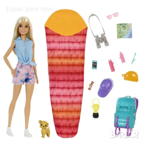 Кукла Barbie фризьорски салон, приказна коса, на къмпинг и Голям гардероб , снимка 9 - Кукли - 56084666