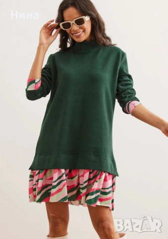 Интересна, мека и топла дамска рокля фино плетиво, снимка 2 - Рокли - 52797334