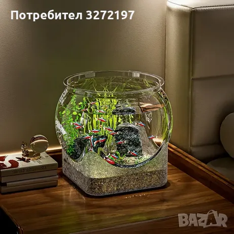 MOTOTIGER кръгъл аквариум с основа,дизайн с противоударна защита, снимка 1