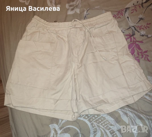 Къси панталонки бежови тип дънкови размер 46, снимка 1