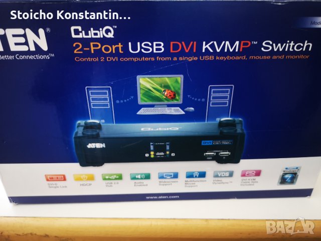 KVMP превключвател, ATEN CS1762A-AT, 2-портов, USB, DVI, AudioKVMP превключвател, снимка 1 - Други - 41443800