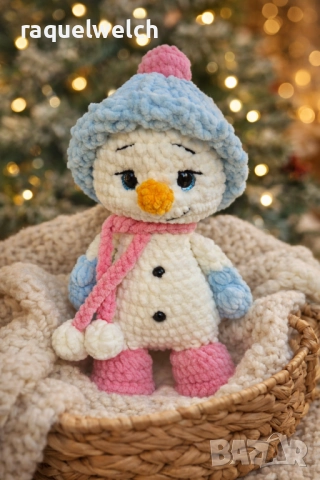 Ръчно Изплтен Снежен Човек "Амигурими", снимка 3 - Плюшени играчки - 52889955
