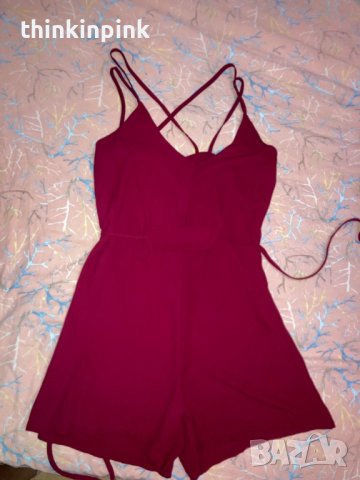 Къс гащеризон в бордо,червено, снимка 1