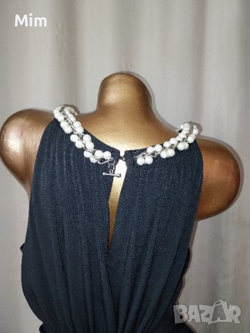 DONNA RICCO 2XL  Черна свободна  рокля с бели перли на синджир @, снимка 5 - Рокли - 42277522
