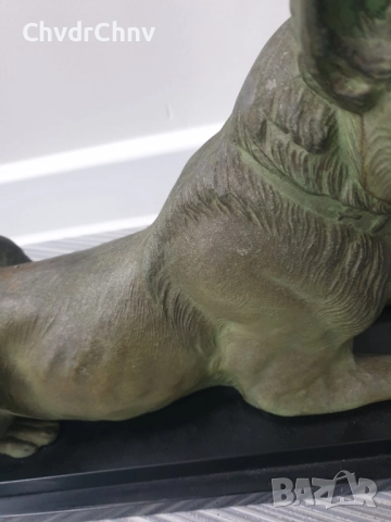 51см-9кг Carvin ЦAM статуетка/стара френска скулптура/фигура на куче-немска овчарка, снимка 11 - Статуетки - 52989414