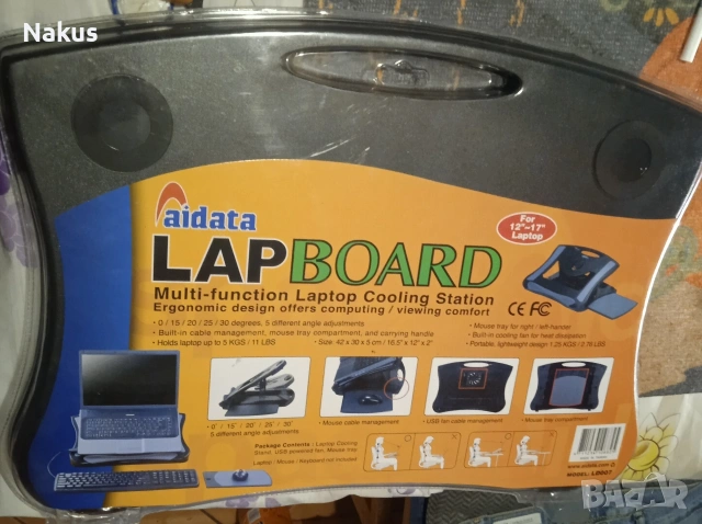 Мултифункционална подложка с охлаждане за лаптоп Aidata Lapboard