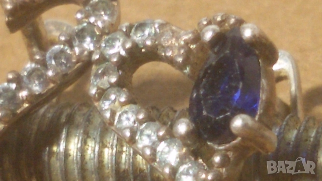 Две сребърни обици 925 със сини камъни, снимка 8 - Обеци - 51509846