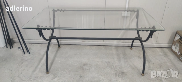 Спалня, две масички, голяма маса и 6 стола, метал и стъкло , снимка 8 - Маси - 53157644