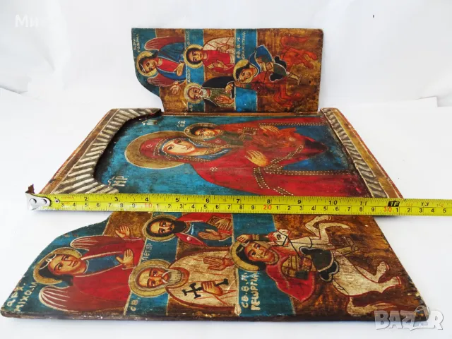 Православна дървена икона - триптих , снимка 5 - Антикварни и старинни предмети - 47990416