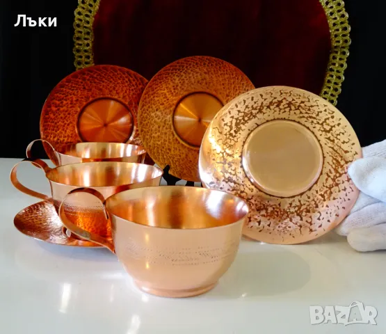 Медна чаша с чиния,чиста червена мед. , снимка 9 - Антикварни и старинни предмети - 50276439