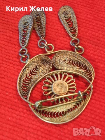 РЕТРО ФИЛИГРАННА СРЕБЪРНА БРОШКА с ГРАНУЛАЦИЯ МАЙСТОРСКА ЮВЕЛИРНА РАБОТА СРЕБРО 950 ПРОБА 5090, снимка 2 - Антикварни и старинни предмети - 30330459