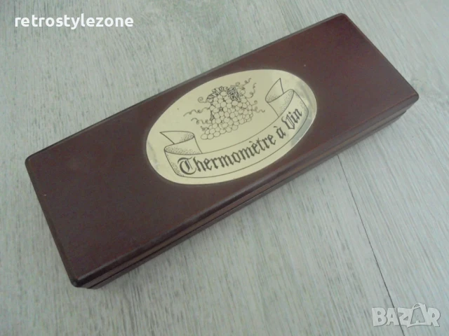 № 8122 стар термометър за вино - с кутия от дърво , снимка 4 - Други ценни предмети - 50839993