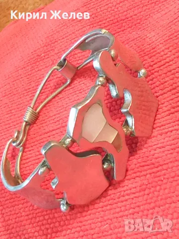 КРАСИВА СТАРА РЕТРО АРТ ПОСРЕБРЕНА МЕДНА ГРИВНА с ИНКРУСТИРАН СЕДЕФ и ИНИЦИАЛИ на МАЙСТОРА МК 48606, снимка 17 - Антикварни и старинни предмети - 48492620