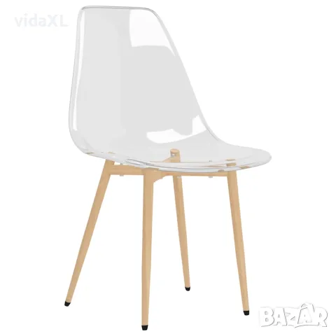 vidaXL Трапезни столове, 4 бр, прозрачни, PET, снимка 3 - Столове - 56147084