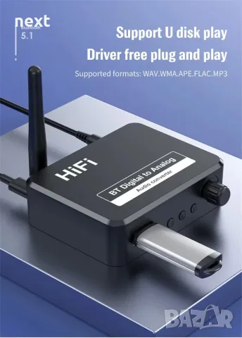 Bluetooth 5.0 аудио приемник и DAC конвертор – Optical Toslink към RCA / 3.5 мм AUX + Гаранция, снимка 5 - Други - 39681364