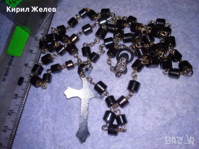 РИМОКАТОЛИЧЕСКА ОГЪРЛИЦА МОЛИТВЕНА БРОЕНИЦА ХЕМАТИТ със СРЕБРИСТИ РАЗПЯТИЕ и ДВУСТРАННА ИКОНКА 28063, снимка 10 - Колиета, медальони, синджири - 41389369