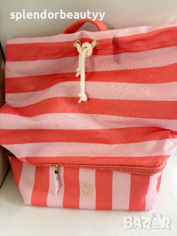 Victoria's Secret Раница и Хладилна Чанта 2 в 1, Розово-Коралово Райе, снимка 13 - Раници - 51241283