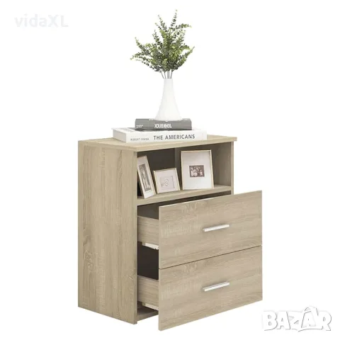 vidaXL Нощни шкафчета, 2 бр, дъб сонома, 50x32x60 см, снимка 8 - Шкафове - 56147765