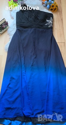 Официална дълга синя рокля с пайети, снимка 1 - Рокли - 41592686