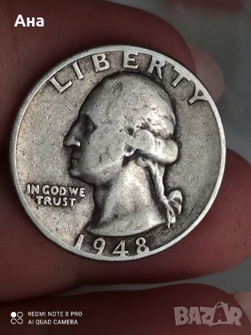 1/4 долар 1948г сребро


