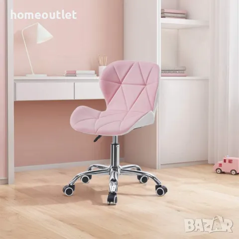 Мобилен стол за бюро/офис стол с дамаска от PU кожа C-KFC003PKWH-S, снимка 2 - Столове - 48995531