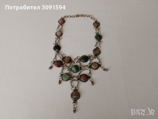 колие със полоскъпоценен камък, ретро племенно колие, ретро бижута, снимка 12 - Антикварни и старинни предмети - 41877109