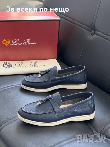 Loro Piana Дамски Тъмносини Ежедневни Обувки Естествена Кожа Лоро Пиана Код E476, снимка 3 - Дамски ежедневни обувки - 50595948