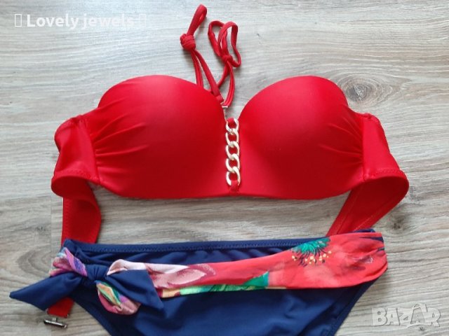 Бански половинки червен син горнище долнище , снимка 4 - Бански костюми - 41401893