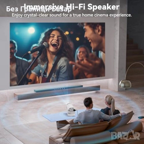 Нов Преносим мини проектор 1080P с поддръжка на 4K, WiFi6 и Bluetooth 5.0, снимка 3 - Друга електроника - 52775984