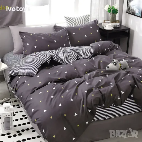 Двулицево спално бельо с ластик (размер за приста), 4 части - Модел WS17000, снимка 1