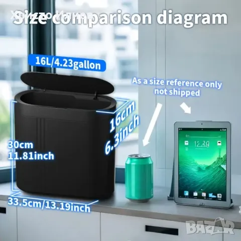 Кошче за боклук с автоматичен сензор за движение Кош за отпадъци боклук, снимка 7 - Други стоки за дома - 50279472