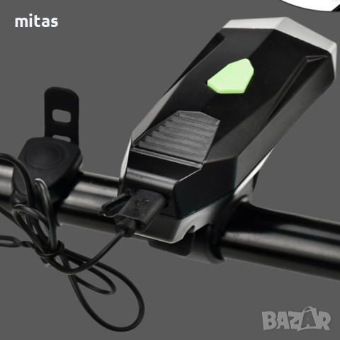 Предна LED светлина за велосипед с клаксон QX-Q25D, 210LM, 3xAAA бат., снимка 5 - Аксесоари за велосипеди - 44513651