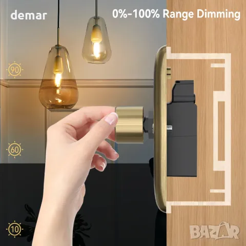 Zigtiger LED Димер: за LED/Халоген, 1 Клавиш, 3-100W, Без Неутрален, Античен Месинг, снимка 7 - Лед осветление - 49844752