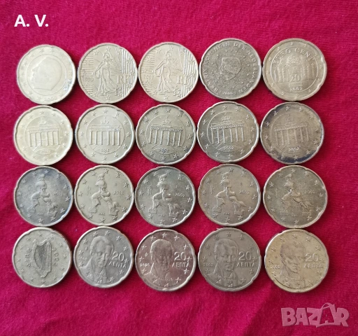 20 евро цента от 8 държави