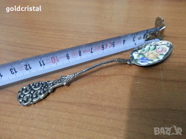 Стара лъжичка с емайл , снимка 4 - Антикварни и старинни предмети - 38651660
