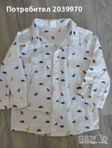 Риза H&M с динозаври , снимка 3 - Бебешки блузки - 50095892