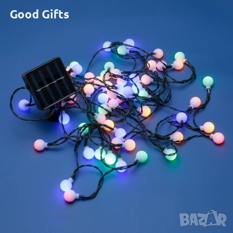 Соларни коледни лампички Топки, Многоцветни, 60 LED, С програми, снимка 2 - Соларни лампи - 42739573