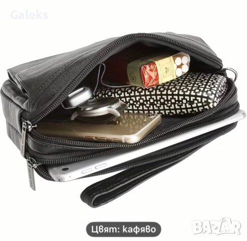 Мъжки стилни и удобни ръчни кожени чантички тип Борсета /Черни и кафяви!, снимка 7 - Чанти - 53657481